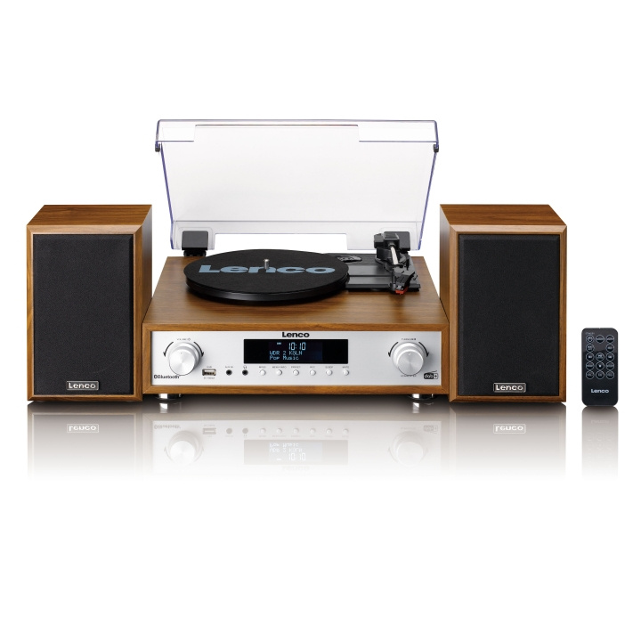 Lenco HiFi stereoanlegg med platespiller, DAB+/FM-radio og Bluetooth® Wood i gruppen Elektronikk / Lyd & Bilde / Hjemmekino, HiFi og bærbar / Kompakt Stereo & Platespillere hos TP E-commerce Nordic AB (D32328)