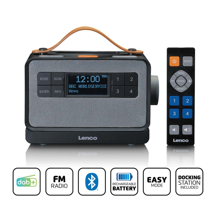 Lenco Bærbar FM/DAB+ radio med store knapper og 