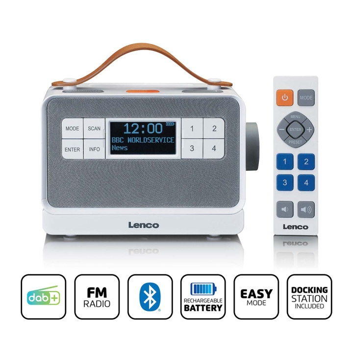 Lenco Bærbar FM/DAB+ radio med store knapper og 