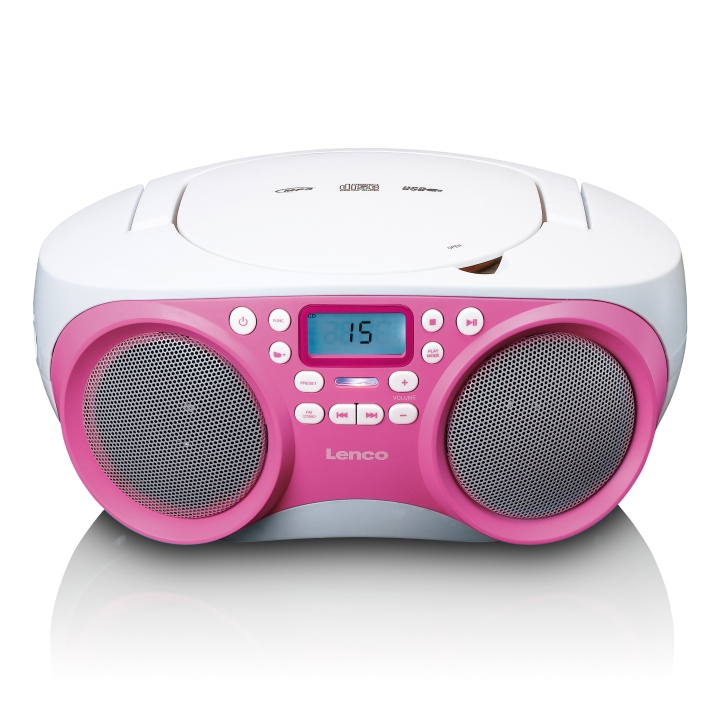 Lenco Bærbar FM-radio/CD/MP3- og USB-spiller Rosa i gruppen Elektronikk / Lyd & Bilde / Hjemmekino, HiFi og bærbar / Bærbar musikkspiller / CD-Spillere hos TP E-commerce Nordic AB (D32391)