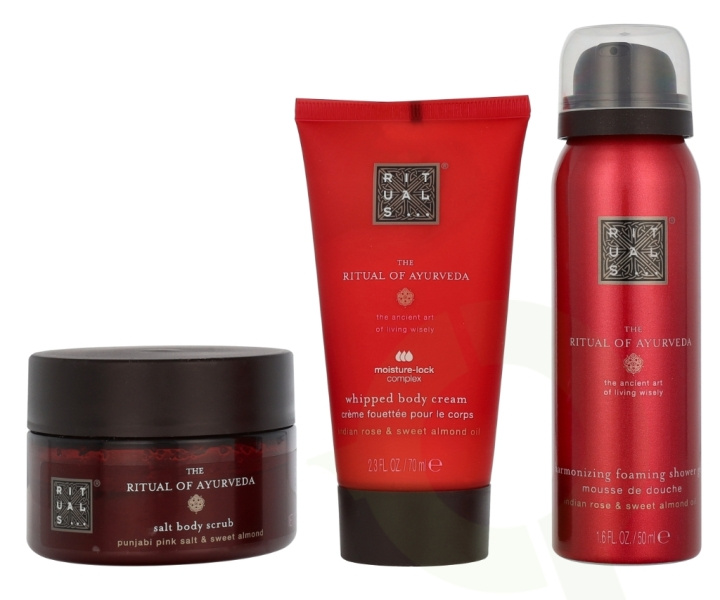 Rituals Ayurveda Trial Set 245 ml Foaming Shower Gel 50ml/Body Scrub 125g/Body Cream 70ml i gruppen HELSE OG SKJØNNHET / Gavesett / Gavesett for henne hos TP E-commerce Nordic AB (D32609)