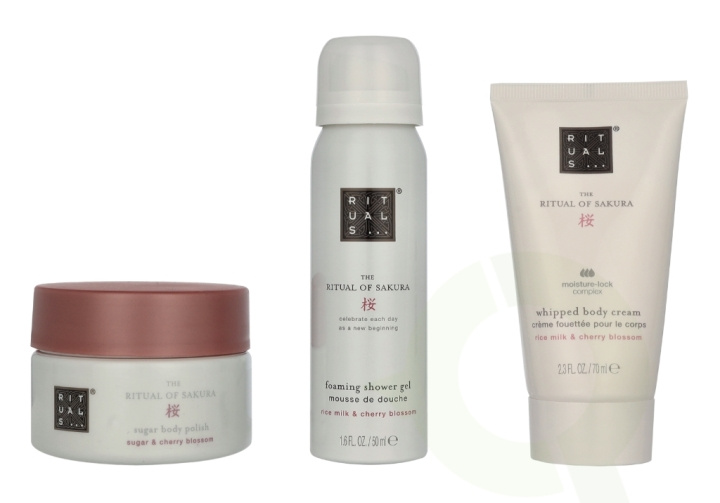 Rituals Sakura Trial Set 245 ml Foaming Shower Gel 50ml/Body Scrub 125g/Body Cream 70ml i gruppen HELSE OG SKJØNNHET / Gavesett / Gavesett for henne hos TP E-commerce Nordic AB (D32612)