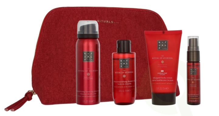 Rituals Ayurveda Travel Exclusives 215 ml Foaming Shower Gel 50ml/Shower Oil 75ml/Body Cream 70ml/Body Mist 20ml i gruppen HELSE OG SKJØNNHET / Gavesett / Gavesett for henne hos TP E-commerce Nordic AB (D32635)