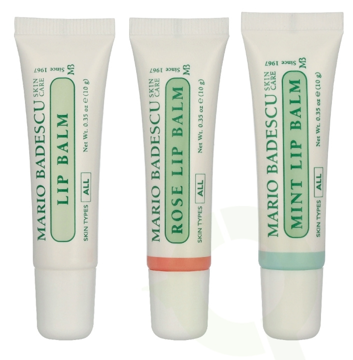 Mario Badescu Lip Balm Trio Giftset 30 g Oiginal 10g/Rose 10g/Mint 10g i gruppen HELSE OG SKJØNNHET / Makeup / Lepper / Leppepomade hos TP E-commerce Nordic AB (D32825)