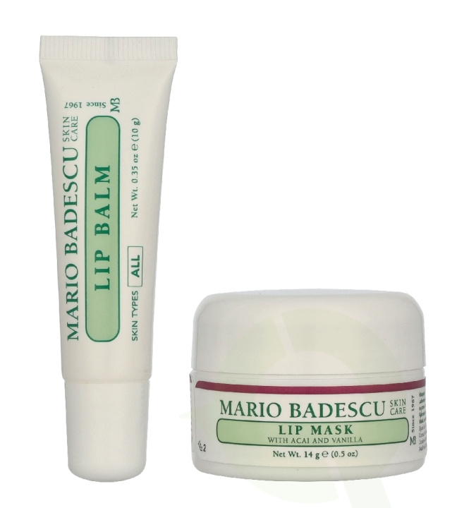 Mario Badescu Day To Night Lip Duo Set 24 g Lip Mask Acai Vanilla 14g/Lip Balm 10g i gruppen HELSE OG SKJØNNHET / Makeup / Lepper / Leppepomade hos TP E-commerce Nordic AB (D32826)