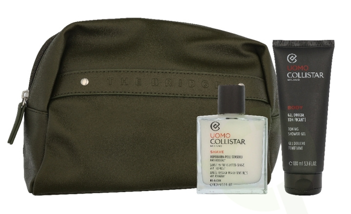 Collistar Uomo Set 200 ml Aftershave Sensitive Skin 100 ml / Mini Toning Shower Gel 100 ml / Pouch i gruppen HELSE OG SKJØNNHET / Hudpleie / Kroppspleie / Bad- og dusjkrem hos TP E-commerce Nordic AB (D32836)