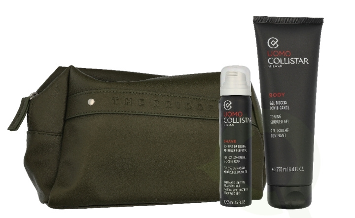 Collistar Uomo Set 325 ml Toning Shower Gel 250 ml / Mini Perfect-Adherence Shaving Foam 75 ml / Pouch i gruppen HELSE OG SKJØNNHET / Hudpleie / Ansikt hos TP E-commerce Nordic AB (D32838)