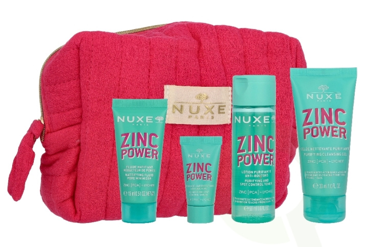 Nuxe Zinc Power Travel Kit 100 ml Cleansing Gel 50Ml/Toner 30Ml/Serum 5Ml/Fluid 15Ml i gruppen HELSE OG SKJØNNHET / Gavesett / Gavesett for henne hos TP E-commerce Nordic AB (D32918)