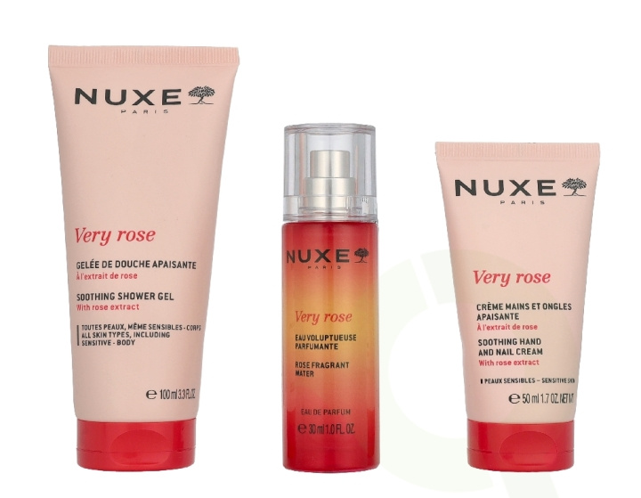 Nuxe Very Rose Set 180 ml Shower Gel 100ml/ Edp Spray 30ml/Hand Cream 50ml i gruppen HELSE OG SKJØNNHET / Gavesett / Gavesett for henne hos TP E-commerce Nordic AB (D32926)