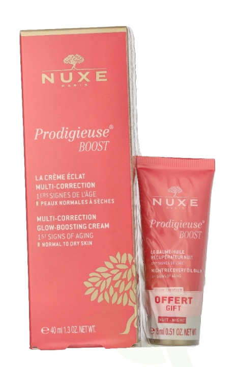 Nuxe Prodigieuse Boost Multi-Correction Silky Cream Set 55 ml Multi-Correction Cream 40ml/Night Recovery Oil Balm 15ml i gruppen HELSE OG SKJØNNHET / Hudpleie / Ansikt / Dagkrem hos TP E-commerce Nordic AB (D32932)