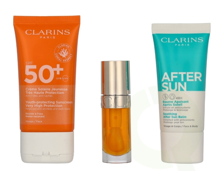 Clarins Beautiful Summer Giftset 87 ml Sun Cream 50ml/Lip Oil 7ml/Sun Balm 30ml i gruppen HELSE OG SKJØNNHET / Hudpleie / Soling / Solkrem hos TP E-commerce Nordic AB (D32945)