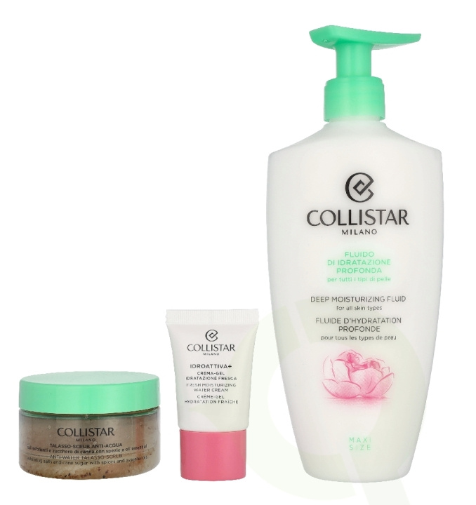 Collistar Corpo Set 565 ml Deep Hydration Fluid 400 ml / Thalasso Anti-Aqua Scrub 150 g / Mini Idroattiva Gel Cream 15 ml i gruppen HELSE OG SKJØNNHET / Hudpleie / Ansikt hos TP E-commerce Nordic AB (D33004)