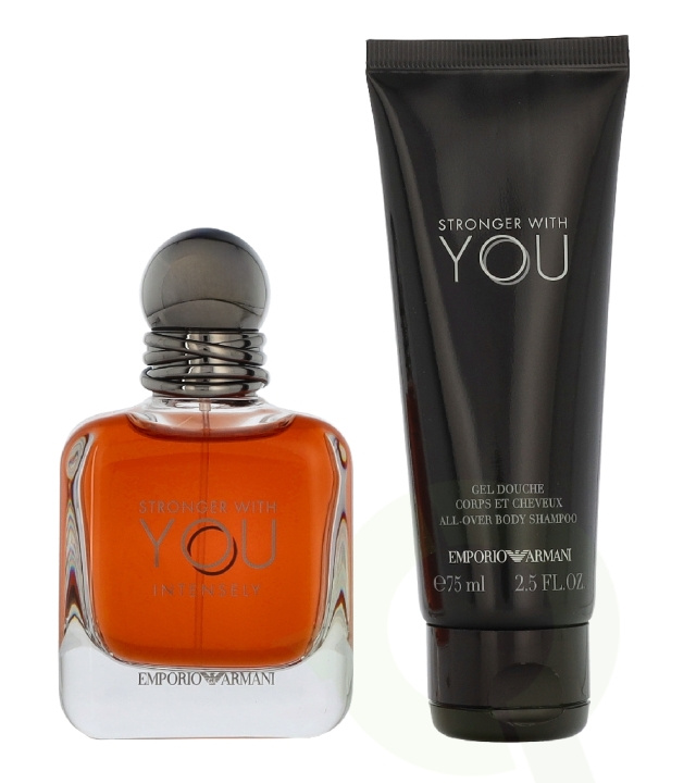 Armani Stronger With You Men Intense Giftset 125 ml Edp Spray 50ml/Shower Gel 75ml i gruppen HELSE OG SKJØNNHET / Duft og parfyme / Parfyme / Parfyme for han hos TP E-commerce Nordic AB (D33319)