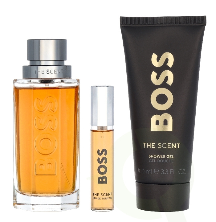 Hugo Boss The Scent Him Set 210 ml Edt Spray 100ml/Shower Gel 100ml/Edt Spray 10ml i gruppen HELSE OG SKJØNNHET / Duft og parfyme / Parfyme / Parfyme for han hos TP E-commerce Nordic AB (D33462)