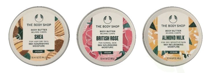 The Body Shop G2 Body Butter Trio Set 150 ml Shea Body Butter 50ml/Mango Body Butter 50ml/British Rose Body Butter 50ml i gruppen HELSE OG SKJØNNHET / Hudpleie / Kroppspleie / Body lotion hos TP E-commerce Nordic AB (D33573)