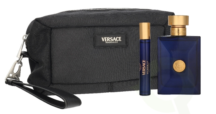 Versace Dylan Blue Pour Homme Giftset 110 ml Edt Spray 100ml/Edt Spray 10ml/Black Trousse i gruppen HELSE OG SKJØNNHET / Duft og parfyme / Parfyme / Parfyme for han hos TP E-commerce Nordic AB (D33824)