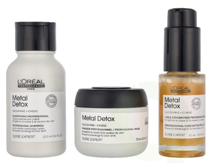 L\'Oreal Serie Expert Metal Detox Set 205 ml Shampoo 100ml/Mask 75ml/Oil 30ml i gruppen HELSE OG SKJØNNHET / Hudpleie / Kroppspleie / Bad- og dusjkrem hos TP E-commerce Nordic AB (D33966)