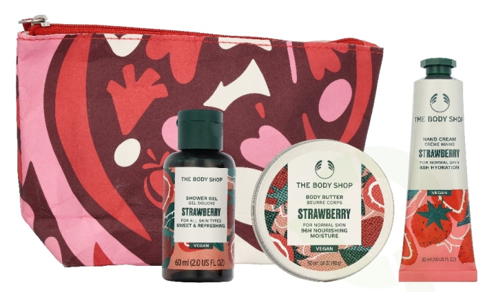 The Body Shop G2 Beauty Bag Strawberry Giftset 140 ml Shower Gel 60ml/Body Butter 50ml/Hand Cream 30ml i gruppen HELSE OG SKJØNNHET / Gavesett / Gavesett for henne hos TP E-commerce Nordic AB (D33974)