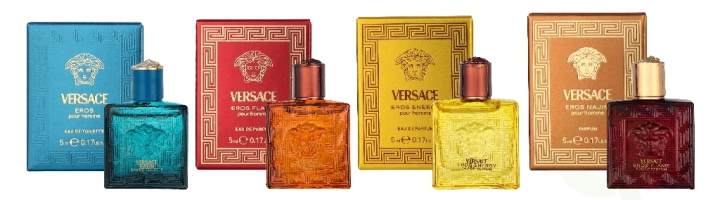 Versace Men Miniature Gift Set 20 ml 4x5ml - Eros Najim Parfum/Eros Energy Edp/Eros Edt/Eros Flame Edp i gruppen HELSE OG SKJØNNHET / Gavesett / Gavesett for ham hos TP E-commerce Nordic AB (D34020)