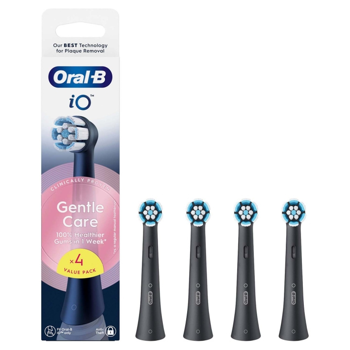 Oral B Borsthuvud iO Gentle Care Black 4st i gruppen HELSE OG SKJØNNHET / Munnpleie / Elektriske tannbørster tilbehør hos TP E-commerce Nordic AB (D34354)