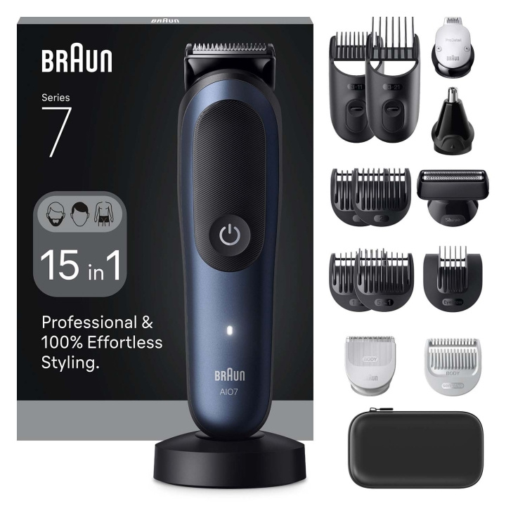 Braun All-in-One Series 7 15in1 7580 Black / Deep Blue i gruppen HELSE OG SKJØNNHET / Hår & styling / Barbering og trimming / Hårtrimmere hos TP E-commerce Nordic AB (D34357)