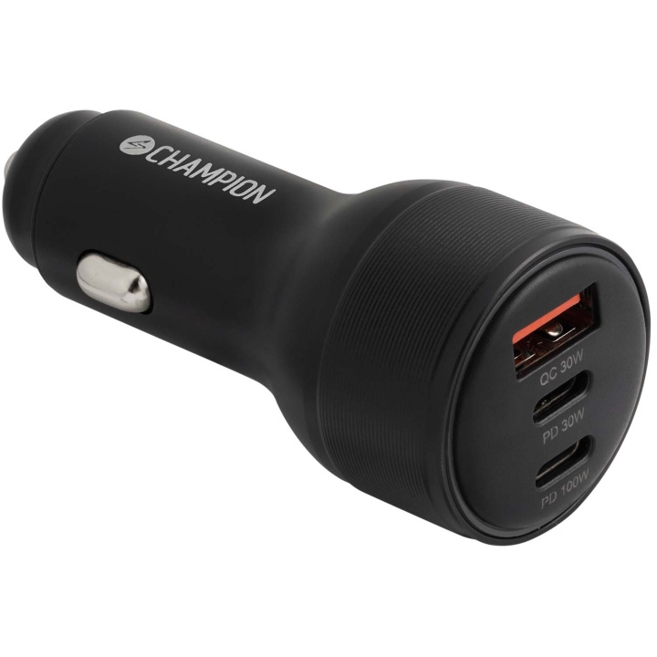 Champion Billaddare 130W 3-port QC/PD Svart i gruppen SMARTTELEFON & NETTBRETT / Ladere og Kabler / Billader / Billader Type C hos TP E-commerce Nordic AB (D34942)