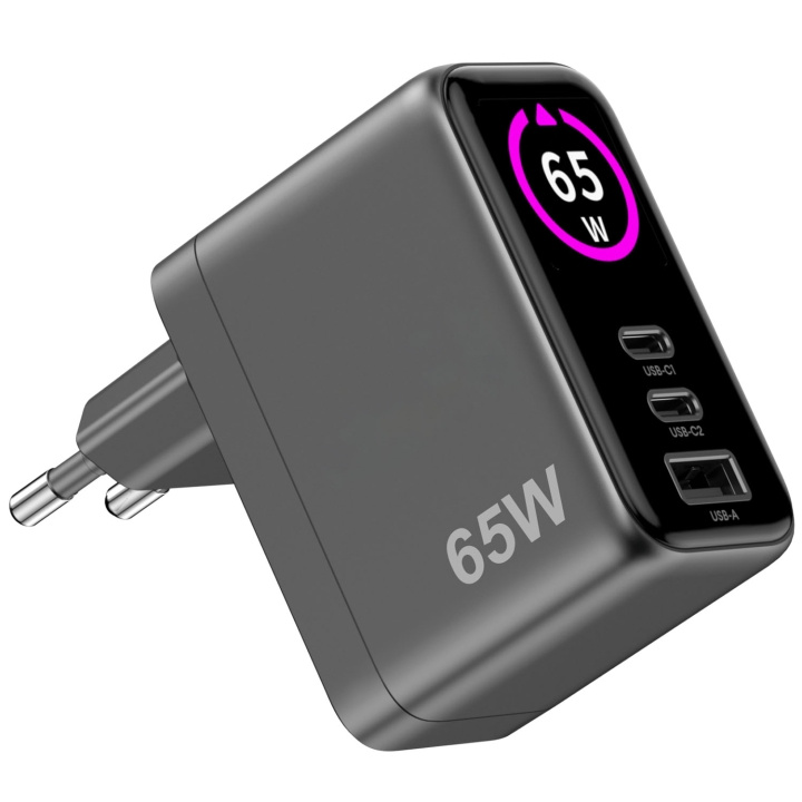 Celly Laddare 65W PD/QC med display i gruppen SMARTTELEFON & NETTBRETT / Ladere og Kabler / Vegglader hos TP E-commerce Nordic AB (D35019)