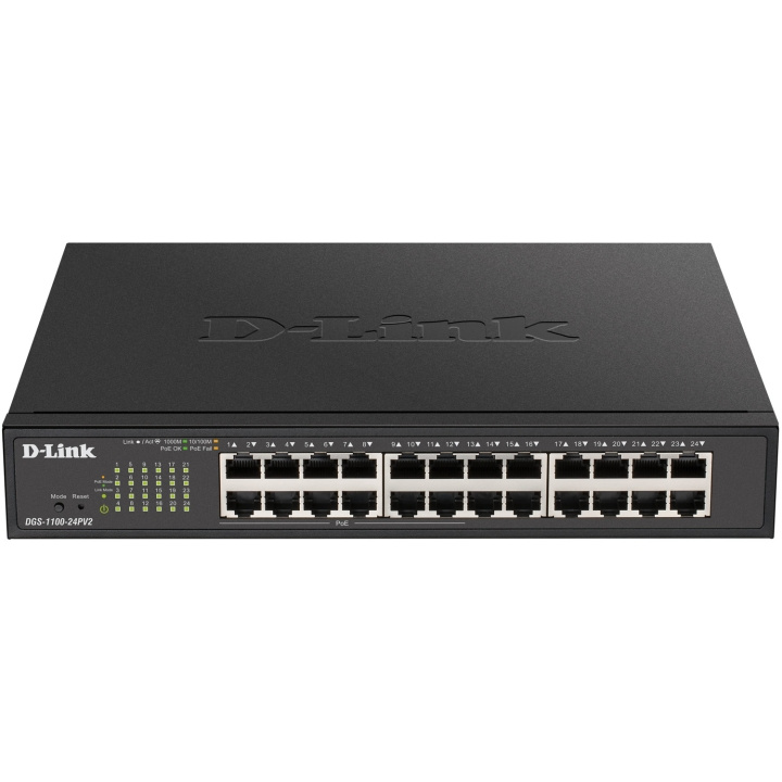 D-Link DGS-1100-24PV2 24-Port Gigabit PoE Smart Managed Switch i gruppen Datautstyr / Kabler og adaptere / HDMI/VGA/DVI-switcher hos TP E-commerce Nordic AB (D35035)