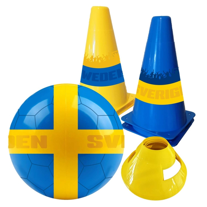 SportMe Fotbollsset SVERIGE - Boll och Koner i gruppen LEKER, BARN OG BABY / Uteleker / Sport & spill hos TP E-commerce Nordic AB (D35603)