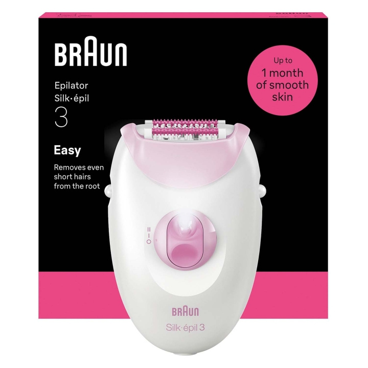 Braun Epilator Silk·épil 3, Epilator med sladd, Långvarigt Slät Hud, 3-000, Rosa i gruppen HELSE OG SKJØNNHET / Hår & styling / Hårfjerning / Epilatorer hos TP E-commerce Nordic AB (D35644)