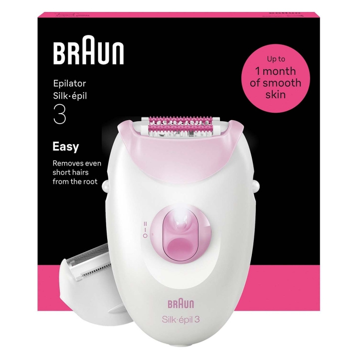 Braun Epilator Silk·épil 3 med sladd, Långvarigt Slät Hud, 3-031, Rosa i gruppen HELSE OG SKJØNNHET / Hår & styling / Hårfjerning / Epilatorer hos TP E-commerce Nordic AB (D35645)
