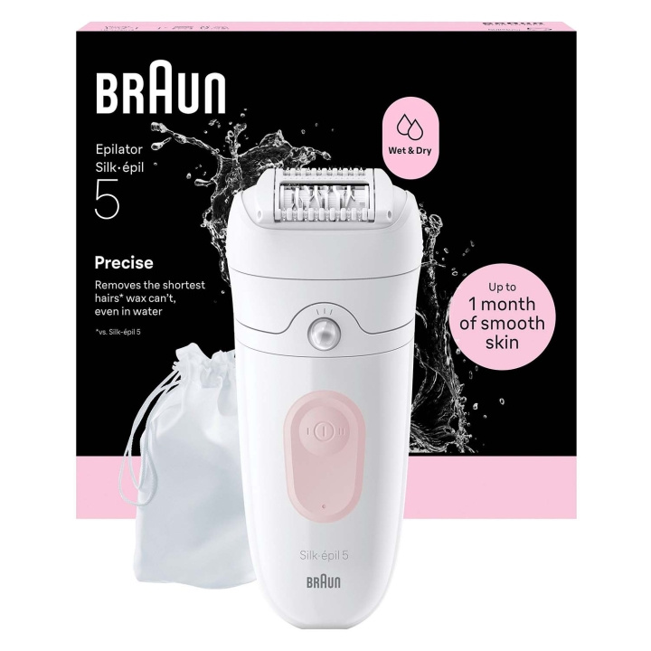 Braun Epilator Silk·épil 5, Wet & Dry, Enkel Hårborttagning, Långvarigt Slät Hud, 5-011, Flamingo i gruppen HELSE OG SKJØNNHET / Hår & styling / Hårfjerning / Epilatorer hos TP E-commerce Nordic AB (D35646)