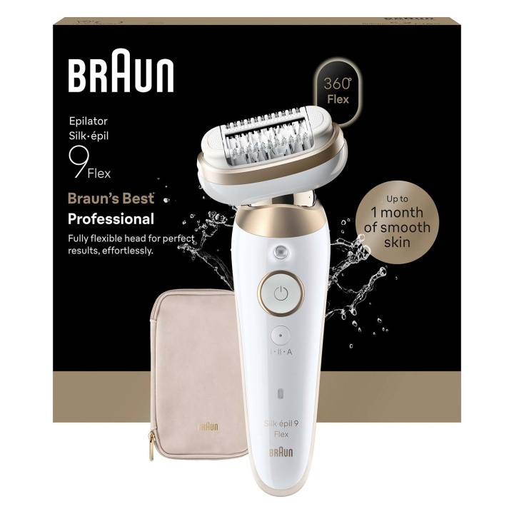 Braun Epilator Silk·épil 9 Flex Wet & Dry, Långvarigt Slät Hud, 9-011 3D, Guld i gruppen HELSE OG SKJØNNHET / Hår & styling / Hårfjerning / Epilatorer hos TP E-commerce Nordic AB (D35649)
