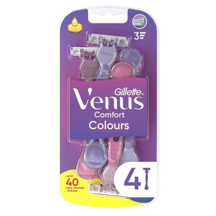 Gillette Venus Engångsrakhyvlar Venus 3 Colors 4st i gruppen HELSE OG SKJØNNHET / Hår & styling / Barbering og trimming / Barbermaskiner tilbehør hos TP E-commerce Nordic AB (D35784)