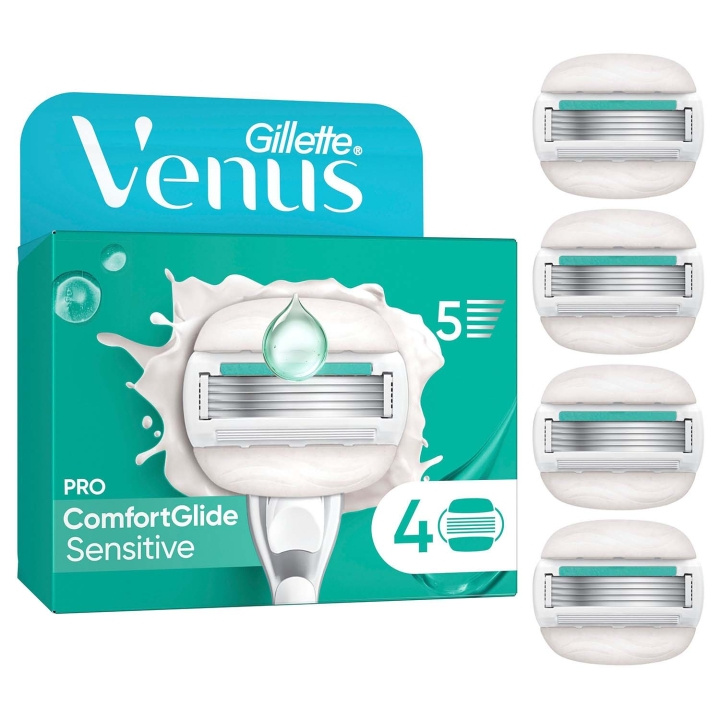 Gillette Venus Rakblad Pro Comfortglide Sensitive 4st i gruppen HELSE OG SKJØNNHET / Hår & styling / Barbering og trimming / Barberhøvler og tilbehør hos TP E-commerce Nordic AB (D35789)
