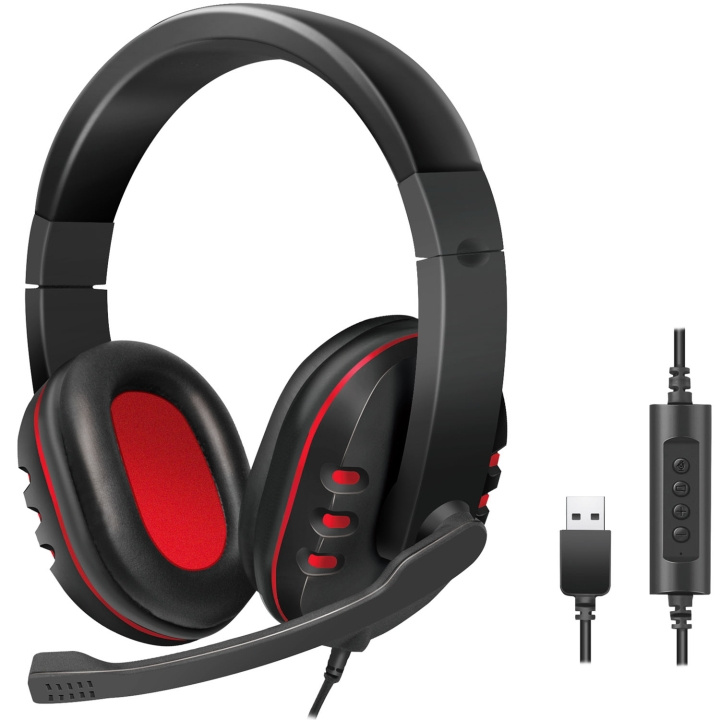 LogiLink Gamingheadset USB Svart/Röd i gruppen Datautstyr / GAMING / Headset hos TP E-commerce Nordic AB (D35817)