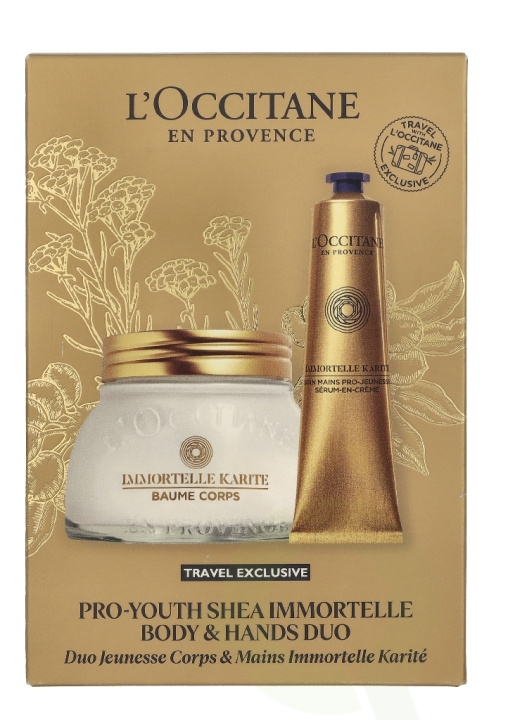 L\'Occitane Immortelle Pro Youth Shea Body & Hands Duo 275 ml Body Care Body Balm 200ml/Hand Care Serum 75ml i gruppen HELSE OG SKJØNNHET / Hudpleie / Kroppspleie / Body lotion hos TP E-commerce Nordic AB (D37681)