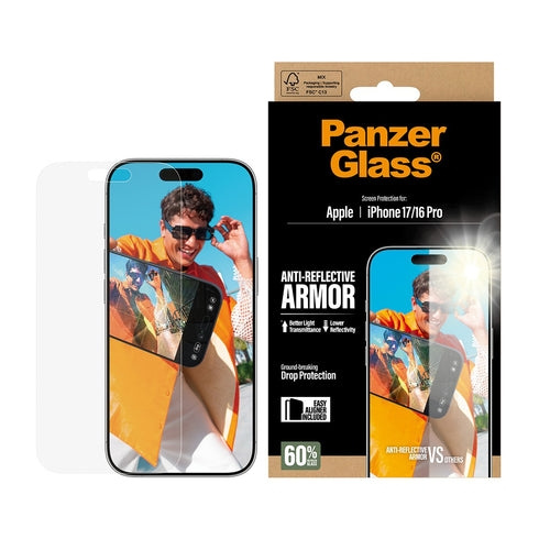 PanzerGlass – Anti-Reflective Armor skjermbeskytter – iPhone 17/iPhone 16 Pro – med EasyAligner i gruppen SMARTTELEFON & NETTBRETT / Mobilbeskyttelse / Apple / iPhone 17 hos TP E-commerce Nordic AB (D38335)