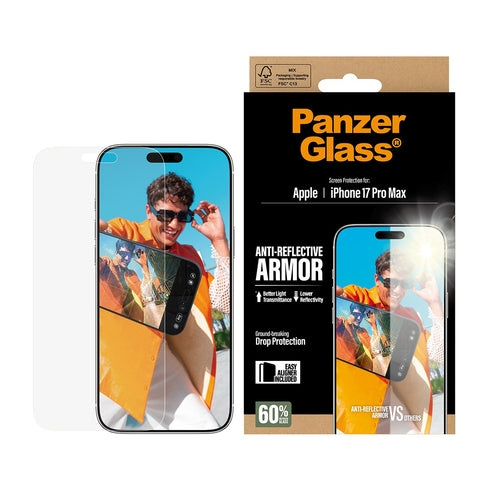 PanzerGlass – Anti-Reflective Armor skjermbeskytter – iPhone 17 Pro Max – med EasyAligner i gruppen SMARTTELEFON & NETTBRETT / Mobilbeskyttelse / Apple / iPhone 17 hos TP E-commerce Nordic AB (D38336)