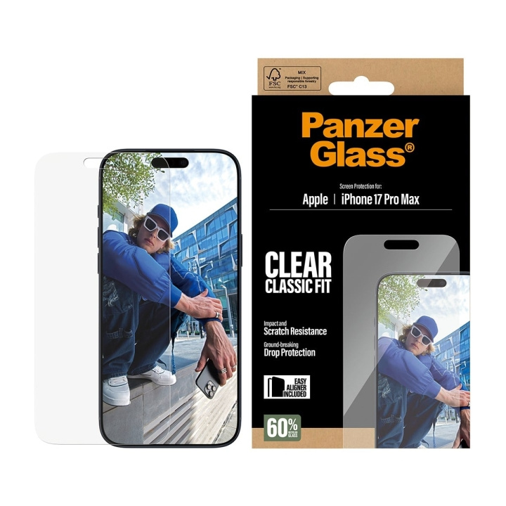 PanzerGlass – Skjermbeskytter til iPhone 17 Pro Max – Classic Fit med EasyAligner i gruppen SMARTTELEFON & NETTBRETT / Mobilbeskyttelse / Apple / iPhone 17 hos TP E-commerce Nordic AB (D38339)