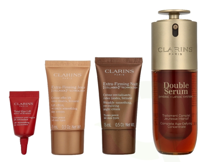 Clarins Visibly Firming Age-Defying Set 83 ml Serum 50ml/Day Cream 15ml/Night Cream 15ml/Eye Gel 3ml i gruppen HELSE OG SKJØNNHET / Hudpleie / Ansikt hos TP E-commerce Nordic AB (D39506)