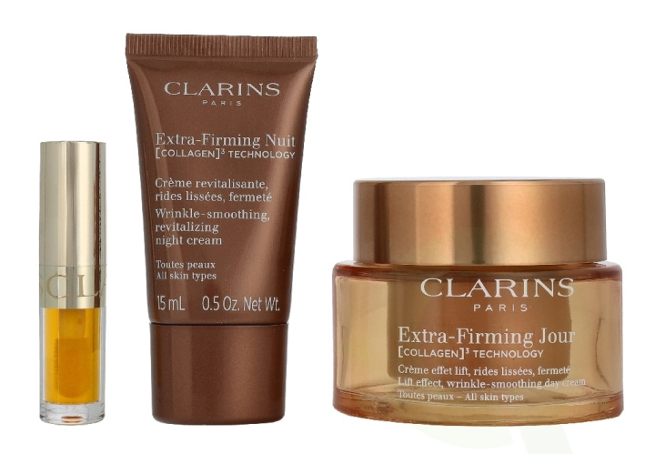 Clarins Age-Defying & Firming Essentials Set 66.4 ml Day Cream 50ml/Night Trial 15ml/Lip Oil 1,4ml i gruppen HELSE OG SKJØNNHET / Hudpleie / Ansikt hos TP E-commerce Nordic AB (D39537)