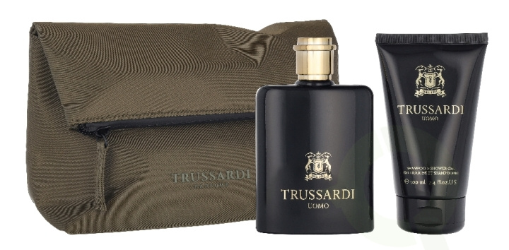 Trussardi Uomo Giftset 200 ml Edt Spray 100ml/Shampoo & Shower Gel 100ml/Beauty Bag i gruppen HELSE OG SKJØNNHET / Duft og parfyme / Parfyme hos TP E-commerce Nordic AB (D39684)
