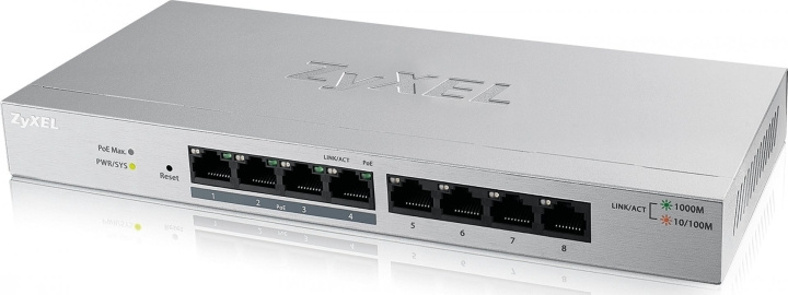 ZyXEL GS1200-8HPv2 – 8-porters switch i gruppen Datautstyr / Nettverk / Switcher hos TP E-commerce Nordic AB (D39747)
