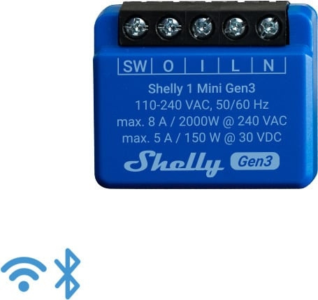 Shelly 1 Mini Gen3 – relébryter for Wi-Fi-nettverk i gruppen Datautstyr / Nettverk hos TP E-commerce Nordic AB (D39907)