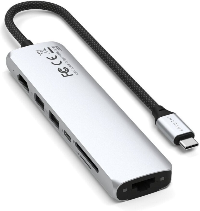 Satechi 7-i-1 USB-C Slim Multiport-adapter med Ethernet, sølv i gruppen Datautstyr / Datamaskin Tilbehør / USB-Hubs hos TP E-commerce Nordic AB (D40463)