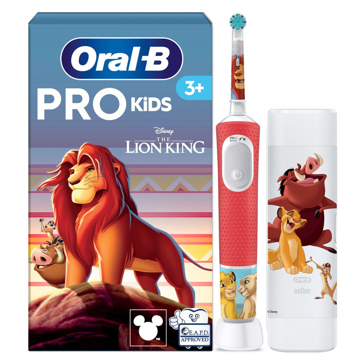 Oral B Eltandborste Vitality Pro Kids Lion King + resefodral i gruppen HELSE OG SKJØNNHET / Munnpleie / Elektriske tannbørster hos TP E-commerce Nordic AB (D40688)