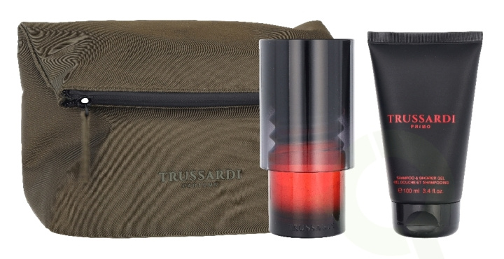 Trussardi Primo Giftset 200 ml Edp Spray 100ml Box/Shampoo & Shower Gel 100ml/Beauty Bag i gruppen HELSE OG SKJØNNHET / Gavesett / Gavesett for ham hos TP E-commerce Nordic AB (D41090)