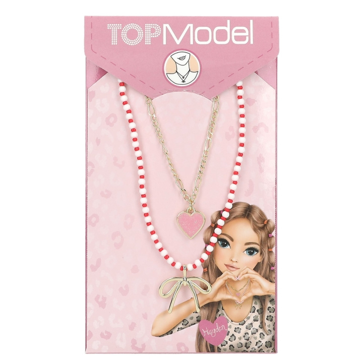 TOPModel Dobbelthalskjede LEOHEART – Gull, rosa, hvit, rød – 46,5 cm + 5 cm i gruppen LEKER, BARN OG BABY / Leker / Håndtverk hos TP E-commerce Nordic AB (D41112)