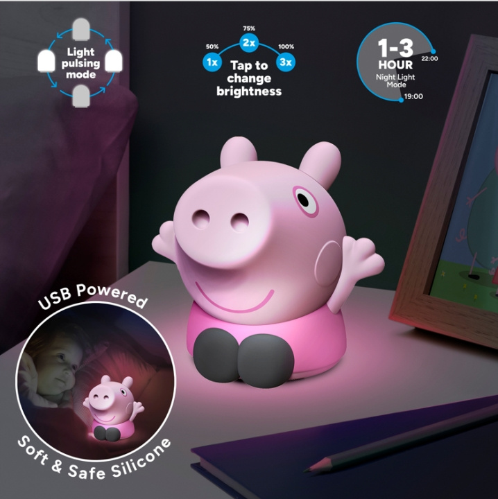 Paladone Peppa Pig silikonlampe, oppladbar i gruppen LEKER, BARN OG BABY / Barnerom / Belysning / Bordlamper hos TP E-commerce Nordic AB (D41174)